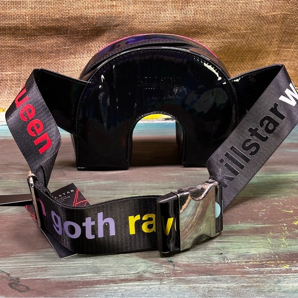 Killstar black patent rainbow fanny pack waist bag NWT - Picture 10 of 13